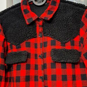 New Premium Sherpa-Lined Buffalo Plaid Shirt Jacket - Made in Korea